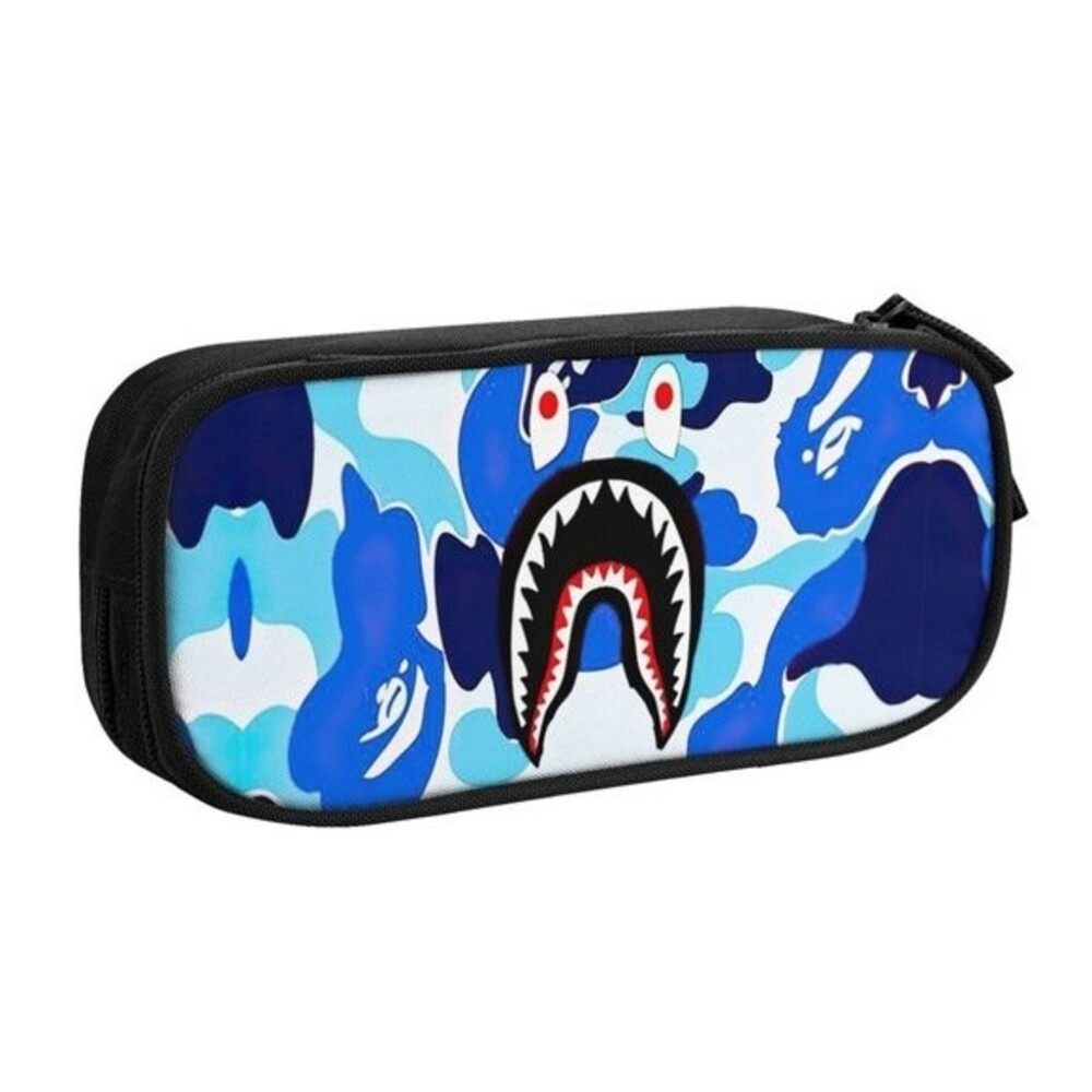 NWOT Camouflage Shark Camo Pencil Case for Boys Girls Kids Pen Bag Box Blue